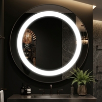 Miroir de salle de bain LED réglable avec cadre métallique personnalisé, finitions laiton brossé, nickel, chrome, anti-buée, commande tactile, miroir mural de vanité