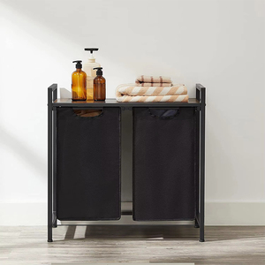 Tối Giản Giặt Đơn Vị Lưu Trữ OEM Giặt Giỏ Tổ Chức Với 2 Pull-out Khung Kim Loại Giặt Sorter Quần Áo Bẩn Phòng - Product Image 3