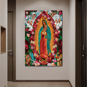 Venta al por Mayor <span class=keywords><strong>de</strong></span> Arte Mural <span class=keywords><strong>de</strong></span> Nuestra Señora <span class=keywords><strong>de</strong></span> <span class=keywords><strong>Guadalupe</strong></span> con Rosas, Lienzo Impreso con la <span class=keywords><strong>Virgen</strong></span> María, Arte Religioso Cristiano para Decoración del Hogar - Product Image 4