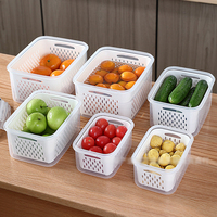 Boîte de rangement pour réfrigérateur, boîtes à légumes et fruits frais pour réfrigérateur, panier de drainage, contenants de rangement avec couvercle