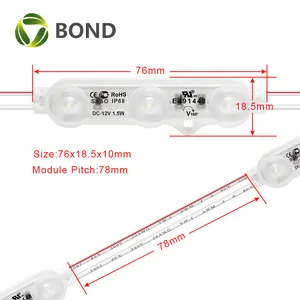 韓国デザインの12V1.5WサムスンLEDモジュール単色防水SMD5730インジェクションLEDモジュール