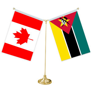 Bandiera da tavolo a forma di Y con Base in metallo per decorazioni Mini bandiera personalizzabili (bandiera del Canada e del Mozambico) - Product Image 1