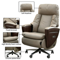 Fauteuil de Direction Électrique en Alliage d'Aluminium et Cuir Véritable, Chaise de Bureau et de Gaming Inclinable Intelligente à Dissipation Thermique, Style Moderne et Minimaliste