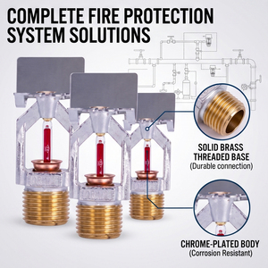 Commercial Side Wall Fire Sprinkler QR-1/2 Quick Response <b>Red</b> Glass <b>Bulb</b> 68°C Brass - Product Image 4
