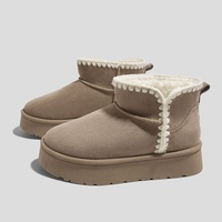 Nouvelles bottes d'hiver confortables pour femmes, design tendance, en peluche, à enfiler, doublées de polaire, bottes de neige à la cheville et à la botte