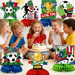 Venta al por Mayor de 9 Piezas de Decoraciones para Fiestas de Fútbol, Soporte de Exhibición de Panal de Abeja con Diseño de Balón de Fútbol para Fiestas de Cumpleaños Infantiles - Product Image 5