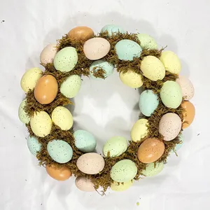 Wholesale Hot Selling Easter Artificial Colorful Rainbow Color Egg Wreath Spring Garland Used For Door And Wall Home Decoration