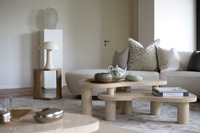 Luxuriöser Wohnzimmer-Sofa-Couchtisch aus Natur-Travertin, individuell angefertigter Travertin-Couchtisch
