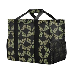 Bolsa de Playa de Gran Capacidad, Diseño Personalizado, Diseño Hawaiano con Estampado de Helecho, Bolsa para Ropa Sucia, Cesto Plegable para Ropa Sucia - Product Image 1