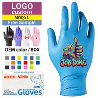 Guantes de Examen de Nitrilo Azules con Logotipo 510K, Impresión Directa, Guantes Médicos No Estériles, Sin Polvo, Sin Látex, para Medicina, Belleza, Laboratorio, Comercio Electrónico