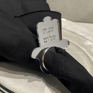 हैमसा हाथ का सजावट शलम नैपकिन धारक शेब्बैट टेबल डेकोर एक्रिलिक नैपकिन रिंग - Product Image 2