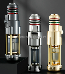 Briquets de luxe en gros pour cigares, torche à 3 flammes, accessoires de fumage, briquet à gaz coupe-vent en métal pour cigarettes, cadeau personnalisé - Product Image 1