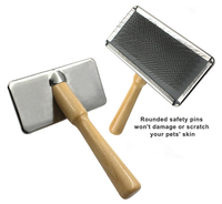 Brosse à poils pour animaux de compagnie avec manche en bois, pour chiens et chats, pour éliminer les poils morts