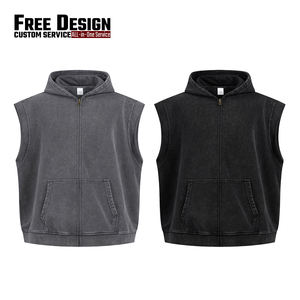 Nuevo Producto 2026, Chaleco Batik Desgastado de 400g, 100% Algodón, Estilo Urbano, Sin Mangas, con Cierre de Cremallera para Hombre - Product Image 3