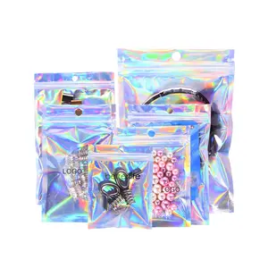 Clear Front Window Holographic Packaging 3X4 8Cm / 12Cm 10 X 14 Soft Bag Oxygen Mylar-Bag Stand Up Mylar Sealable Bags