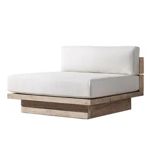 Hiện Đại Phong hóa Gỗ Tếch sofa ngoài trời Vườn Patio đồ nội thất đặt Gỗ Tếch đồ gỗ ngoài trời với đệm