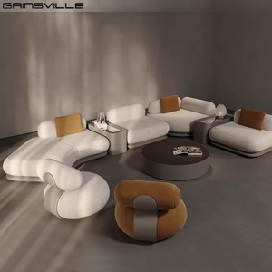 Divano di Alta Gamma per <span class=keywords><strong>Soggiorno</strong></span>, Set di Divani <span class=keywords><strong>Moderni</strong></span> in Tessuto Grigio, Arredamento Completo - Product Image 2