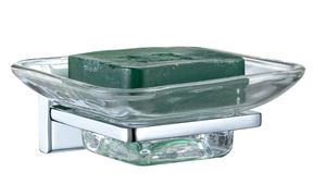 Porte-savon de salle de bain moderne avec base en alliage de zinc et finition chromée murale en verre - Product Image 4