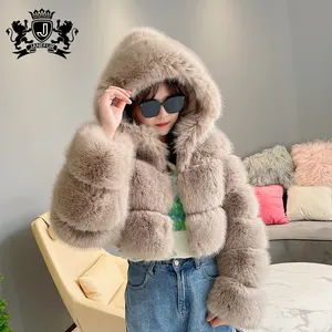 New Arrival Hooded Fur Coat Outdoor Warm Elegant Custom Winter Cropped Women Faux Fur Coat