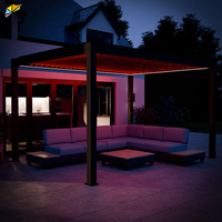 Outdoor-Projekt Gartenbau Aluminium-Pavillon Motorisiertes Dach Pergola Carport Mit LED-Beleuchtung