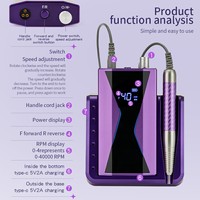 Lime à ongles électrique portable rechargeable pour retirer le vernis gel, 35000 tr/min