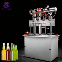 Machine de remplissage/remplissage, Semi-automatique, 4 têtes/buses, bouteille en plastique, bouteille en verre, boisson gazeuse CO2