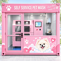 Kiosque de lavage pour animaux de compagnie en plein air personnalisé, station de lavage pour chiens en libre-service, cabine commerciale modulaire avec système de paiement automatique et sécheuse intégrée