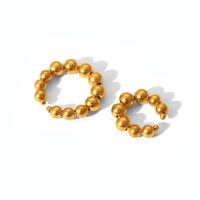 Vente en gros de bagues de prière en acier inoxydable plaqué or 18 carats, classiques, minimalistes, imperméables, à billes, tendance