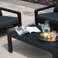 Ensemble de canapés d'extérieur modernes en aluminium résistant aux intempéries avec tissu en oléfine pour jardin, villa, cour, balcon, hôtel et entrée