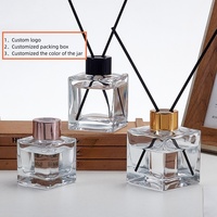 Bouteille en verre diffuseur pas cher 100ml 200ml 500ml bouteille diffuseur carrée noire avec bâton