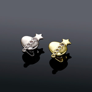 Grillz dentaire <span class=keywords><strong>en</strong></span> laiton plaqué <span class=keywords><strong>or</strong></span> véritable avec zircon, 1 rangée de pierres <span class=keywords><strong>en</strong></span> forme d'étoile, pour un seul dentier, diamants CZ - Product Image 1