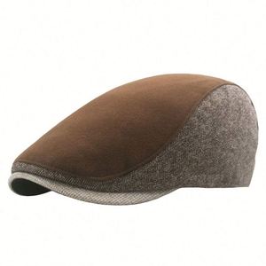 New Two Colour <b>Flat</b> Top Ivy <b>Cap</b> Beret Adjustable Fleece Inside Warm Winter Hats for <b>Men</b> Outdoor Fashion Dress - Product Image 1