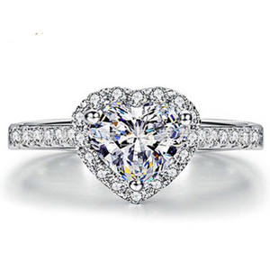 Modis indah Janji perhiasan abadi tembaga cinta hati cincin putih CZ Cincin Pernikahan Hati untuk wanita anak perempuan - Product Image 6