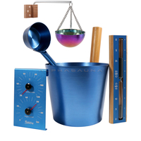 Mangkuk Aromaterapi Sauna Aluminium, Termometer & Hygrometer, Timer Jam Pasir, Ember dan Sendok