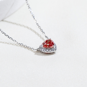 MSN-1038 Anillo de Oro Blanco de 9K con Diamante Rojo de Corte Corazón Cultivado en Laboratorio, Joyería Romántica para Mujer - Product Image 3