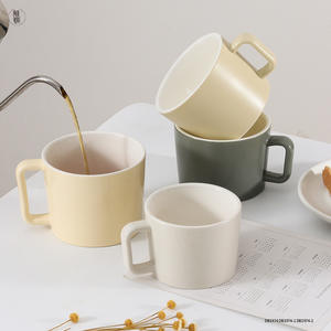 Cross Border European Style Ceramic <b>Mug</b> Solid Color With Handle Single Cup <b>Coffee</b> Tea Drinkware Gift <b>Set</b> White Light Yellow Gray - Product Image 5