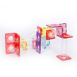 Set mainan magnetis untuk anak, Set blok bangunan marmer magnetik plastik 60 buah, mainan magnetis lari untuk anak-anak - Product Image 5