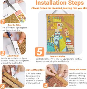 Cadres de peinture diamantés suspendus, 1 paquet, cadre en bois, vis, affiche, accessoires d'art diamantés - Product Image 4