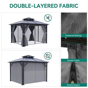 Gazebo da Giardino in Alluminio con Doppio Tetto Impermeabile e <span class=keywords><strong>Tenda</strong></span> in Rete d'Acciaio per Esterni - Product Image 5