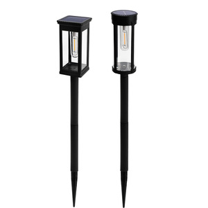 Solar Garden <b>Lights</b> Outdoor <b>LED</b> Pathway Lamp Black Waterproof IP65 2700K Warm White Plastic Stake <b>Light</b> for Garden Decoration - Product Image 1