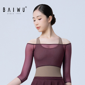 Haut en maille à col bateau Baiwu, nouvelle collection 2026, pour <span class=keywords><strong>femme</strong></span>, manches trois-quarts, cache-maillot de ballet, vêtement d'extérieur de ballet 126119005 - Product Image 3