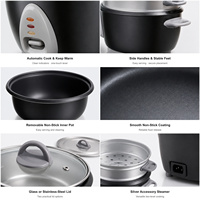 Cuisinière à riz électrique numérique en acier inoxydable de 0,6 L / 1,0 L / 1,5 L pour une cuisson rapide, pour un usage domestique en cuisine, avec tasse doseuse