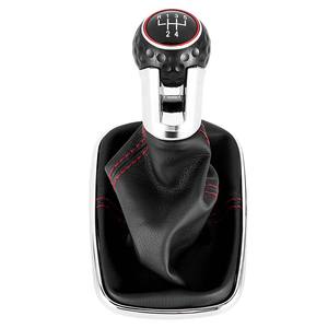 Cache-poussière pour pommeau de levier de vitesse de voiture, pour Bora Golf 4 GTI, ligne noire et rouge, cuir lavable, 5 ou 6 vitesses - Product Image 4