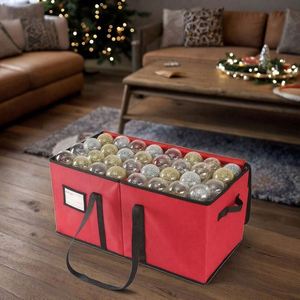 Nouvelle Arrivée - Vente Flash : Boîte de Rangement Pliable Rouge en Polyester 61x30x30cm pour Ornements de Noël avec Poignée - Sac de Rangement pour Boules - Product Image 1