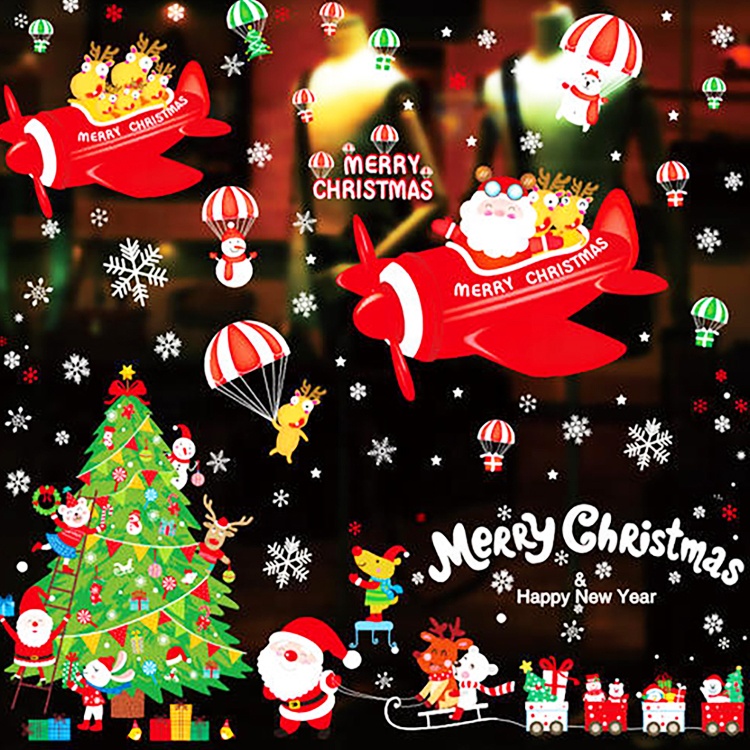 2020 Счастливого Рождества, украшение для дома, прозрачная виниловая оконная Съемная наклейка, наклейка, статическое Приклеивание