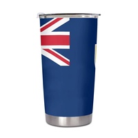 Gobelet réutilisable en acier inoxydable de 20 oz, conçu sur mesure avec le drapeau des îles Turcs et Caïcos, pour la maison, le bureau, les boissons quotidiennes, les pique-niques en famille