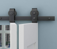 Kit de porte pliante de style grange RHETECH, robuste, à montage supérieur, noire, pour 4 portes