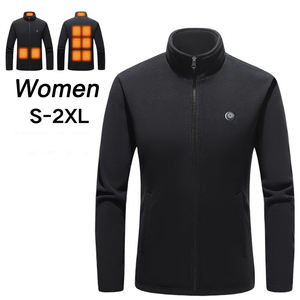 Giacca termica termica in <span class=keywords><strong>pile</strong></span> nero polare cappotto ricaricabile per riscaldamento intelligente vestiti invernali caldi per donna uomo - Product Image 5