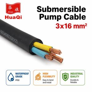 <span class=keywords><strong>Câble</strong></span> de pompe submersible Huaqi 3x16mm² – Fil en caoutchouc flexible robuste pour pompes sous-marines haute puissance dans l'agriculture et l'industrie - Product Image 1