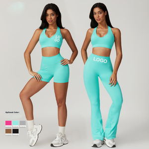 Gran oferta <span class=keywords><strong>de</strong></span> <span class=keywords><strong>ropa</strong></span> <span class=keywords><strong>deportiva</strong></span> para mujer, chándal liso, informal, dos piezas, sujetador Sexy, mallas holgadas, pantalones cortos, conjunto <span class=keywords><strong>de</strong></span> Jogger, conjuntos <span class=keywords><strong>de</strong></span> Yoga personalizados para mujer - Product Image 2